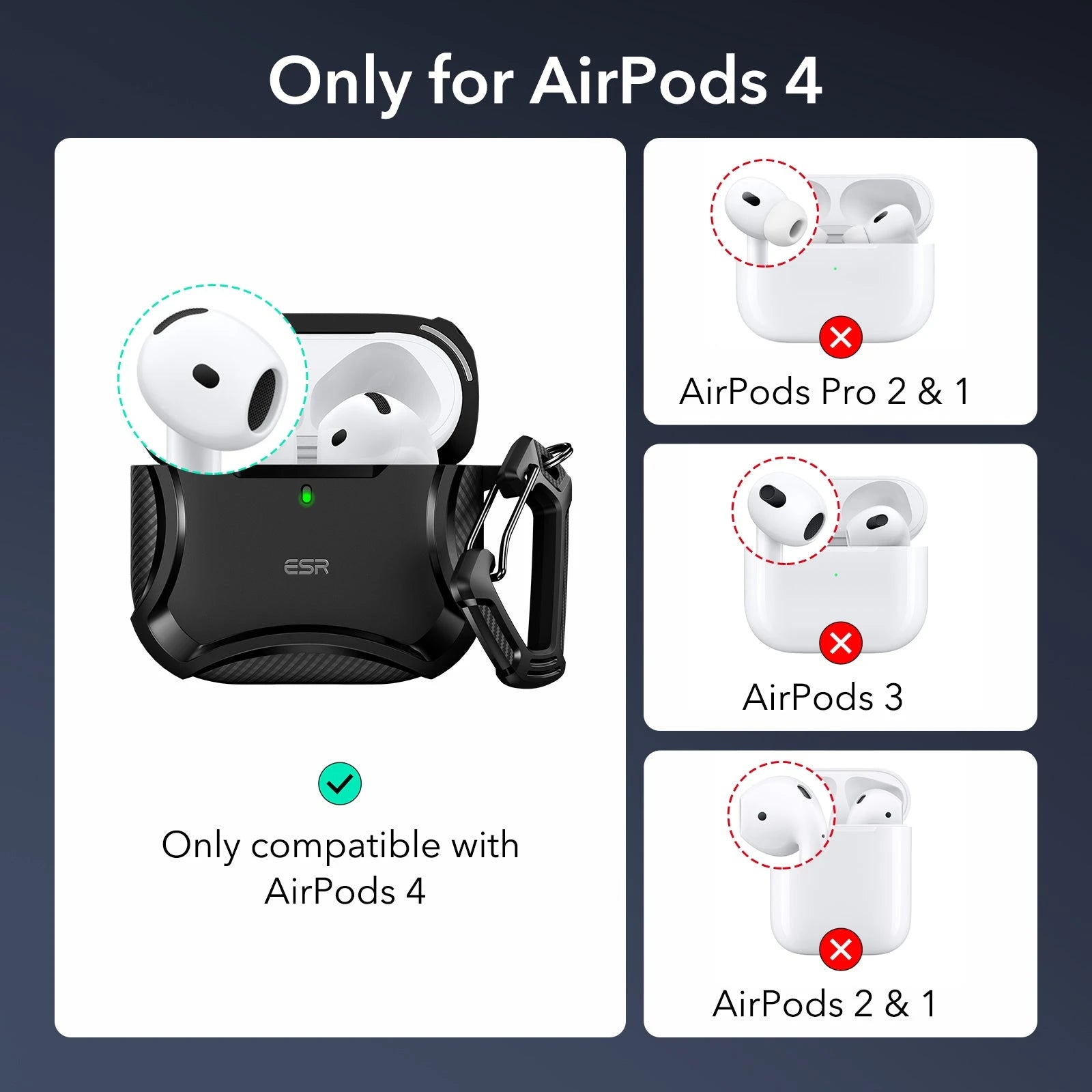 AirPods 4 Cyber Tough Case (HaloLock) - Dark Blue