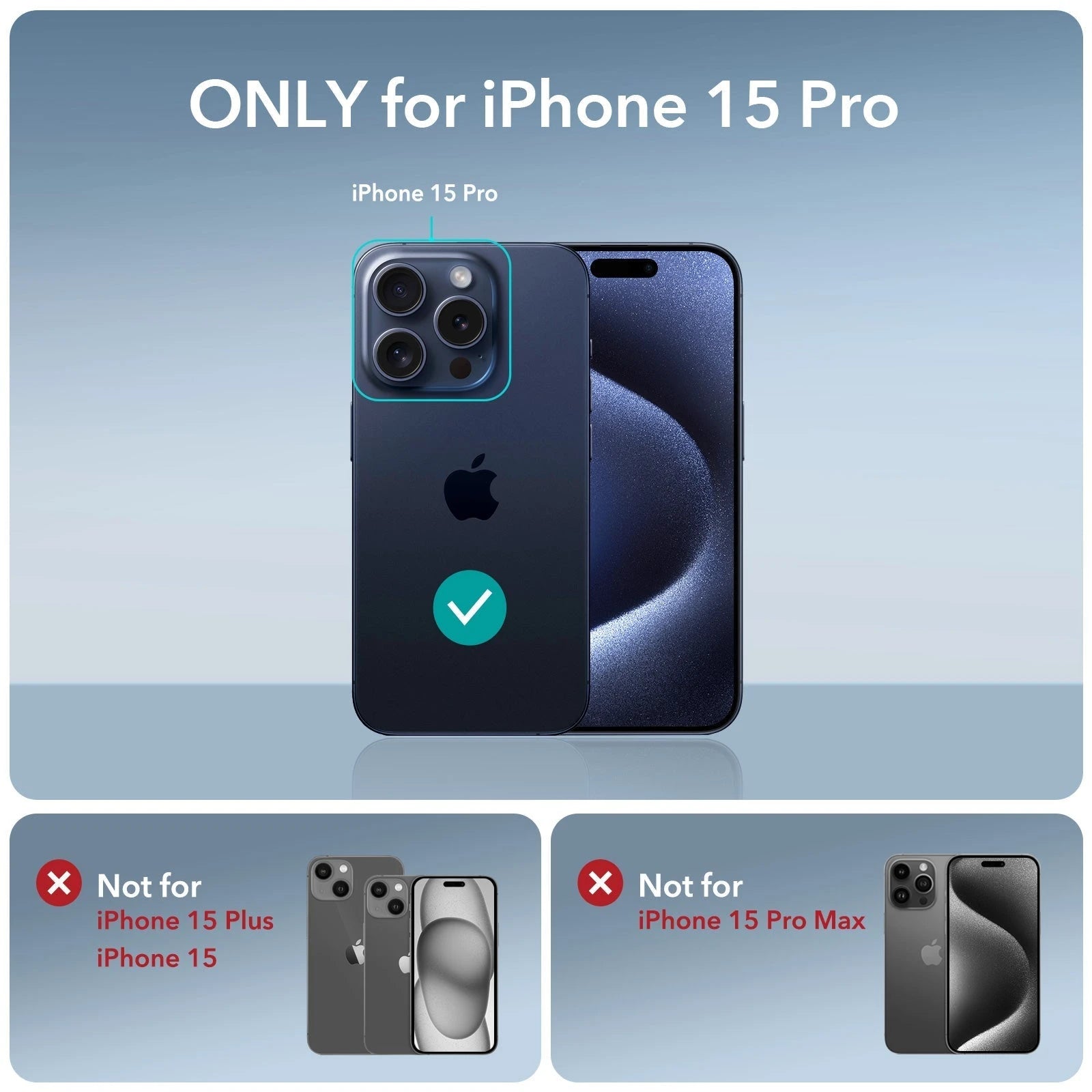 iPhone 15 Pro Air Armor Clear Case Set (HaloLock) - Frosted Black