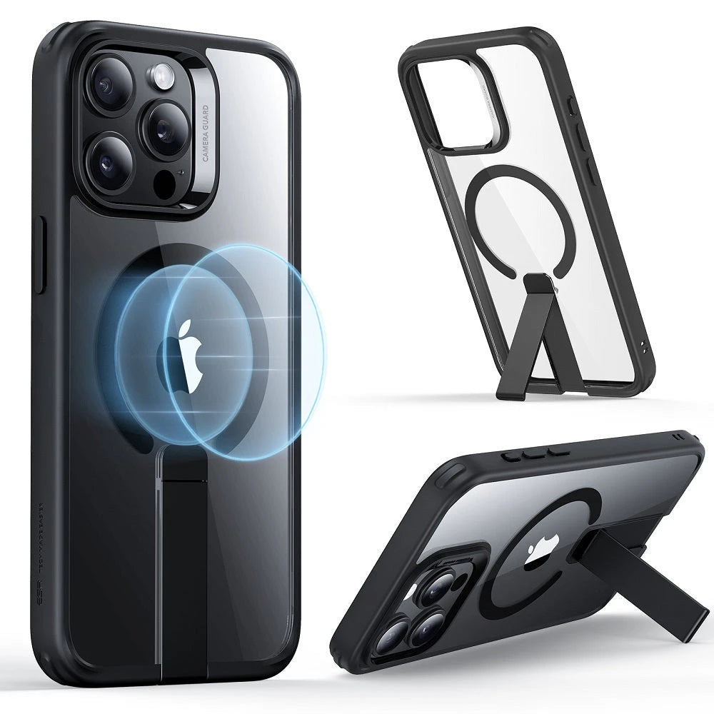 iPhone 15 Pro Boost Flickstand Case (HaloLock) - Clear Black
