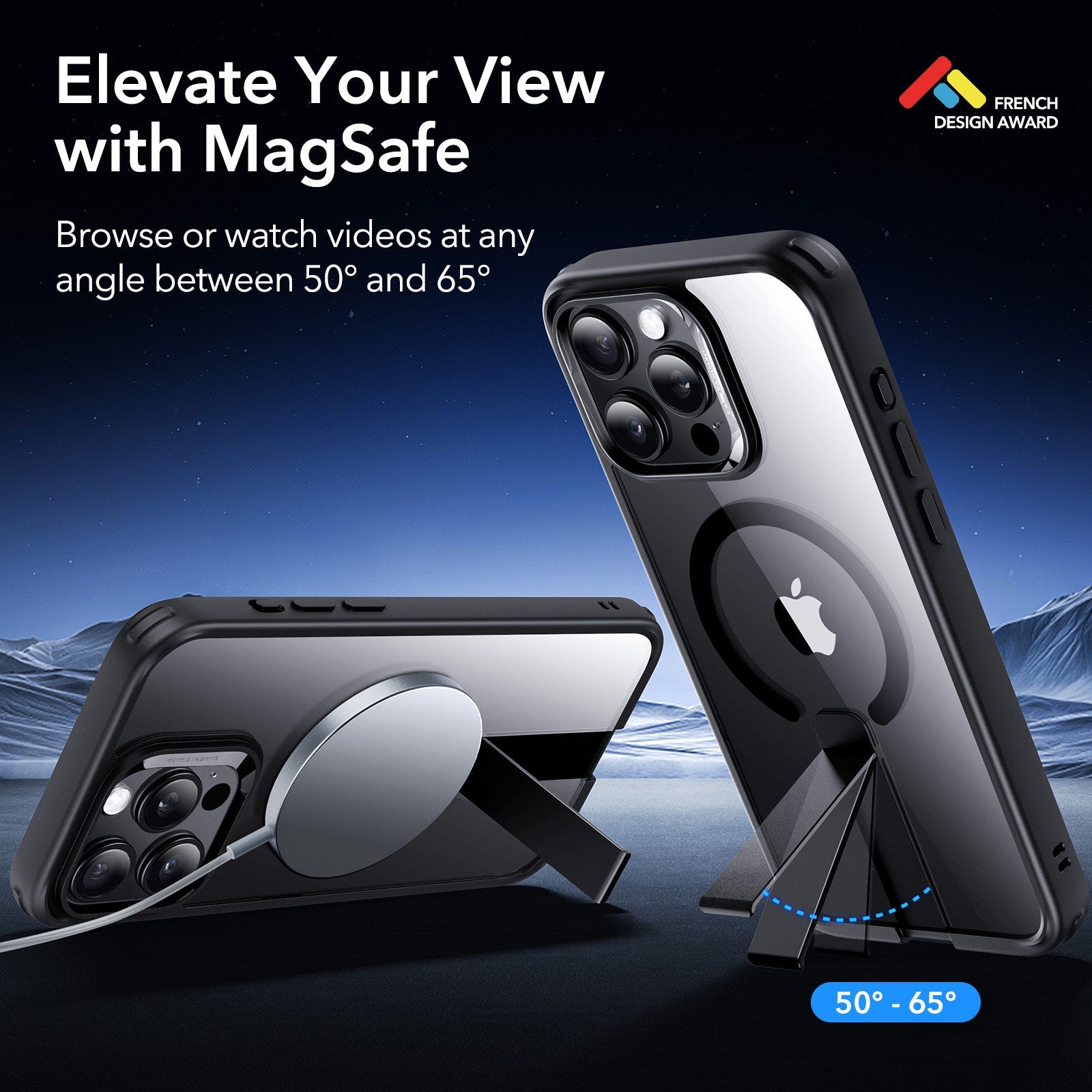 iPhone 15 Pro Boost Flickstand Case (HaloLock) - Clear Black