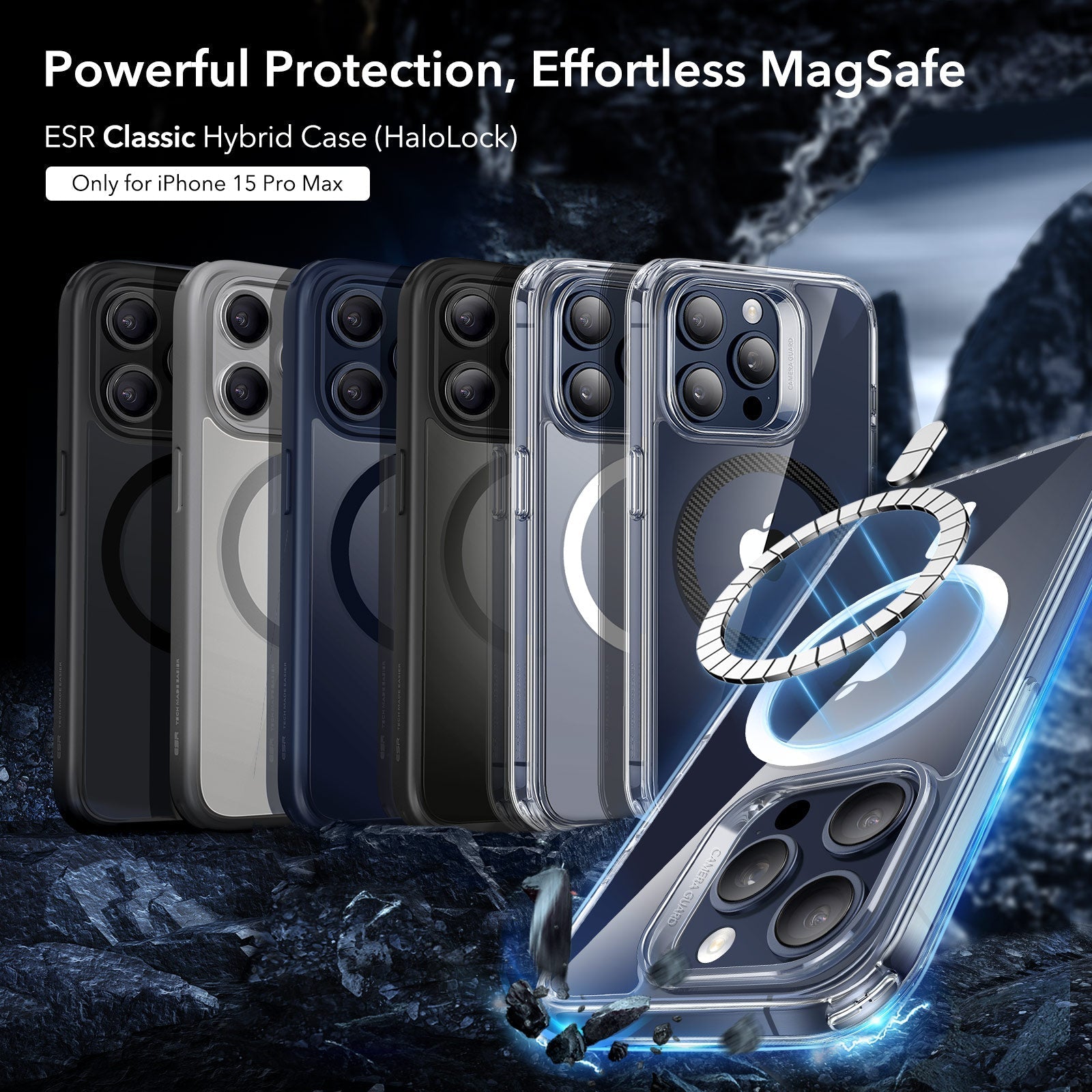iPhone 15 Pro Max Classic Hybrid Case (HaloLock) - Frosted Black