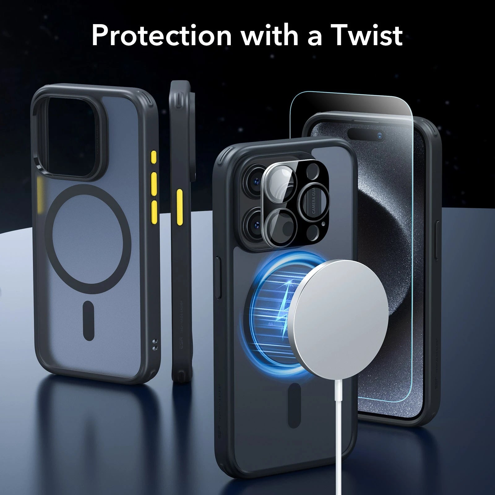 iPhone 15 Pro Max Classic Pro Case (HaloLock) Set - Frosted Black
