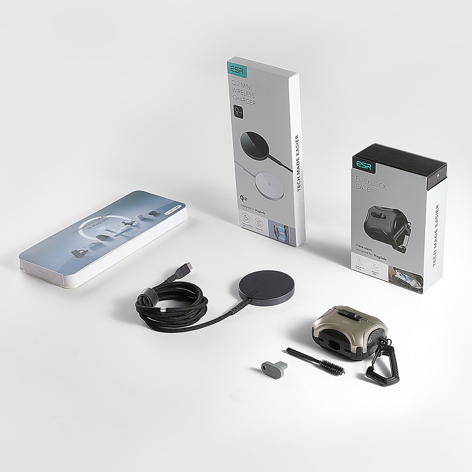 Cyber FlickLock Snap-and-Charge Bundle for AirPods Pro (2023/2022/2019) - Titanium