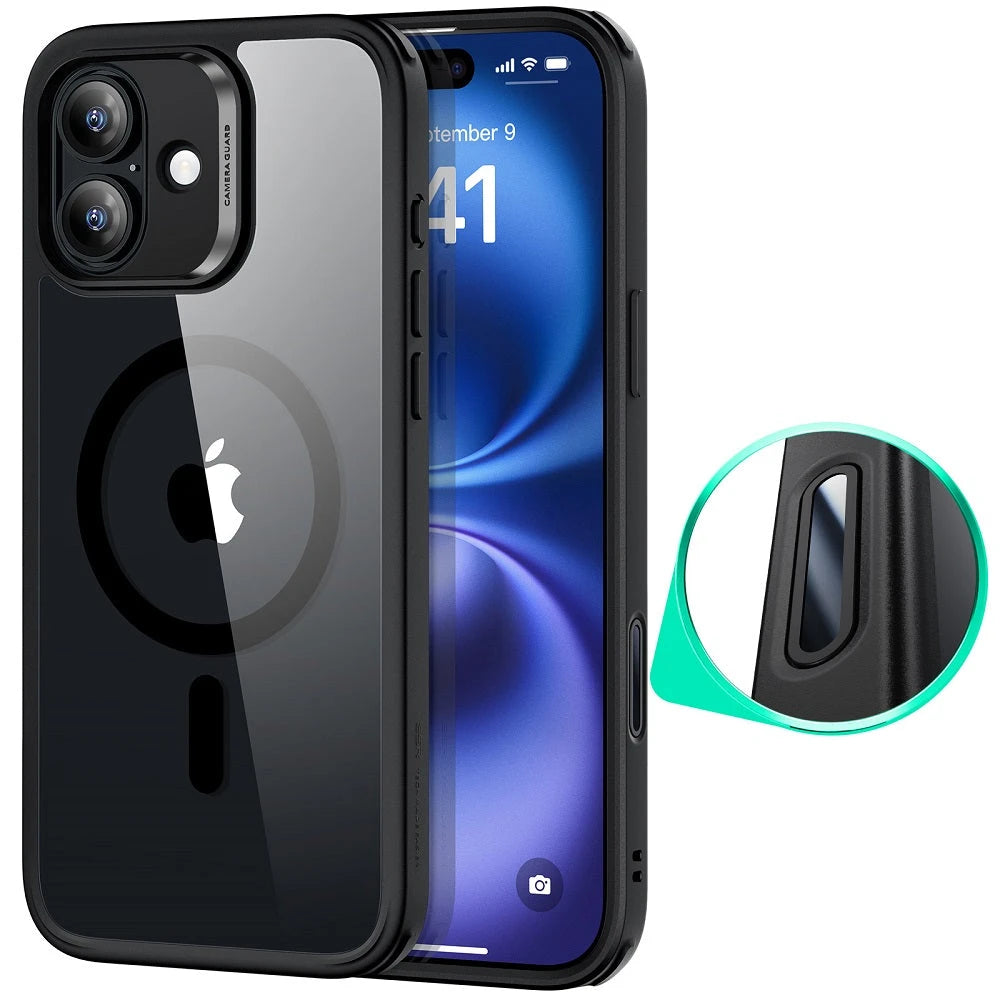 iPhone 16 Plus HaloLock Classic Hybrid Case (Camera Control) - Clear Black