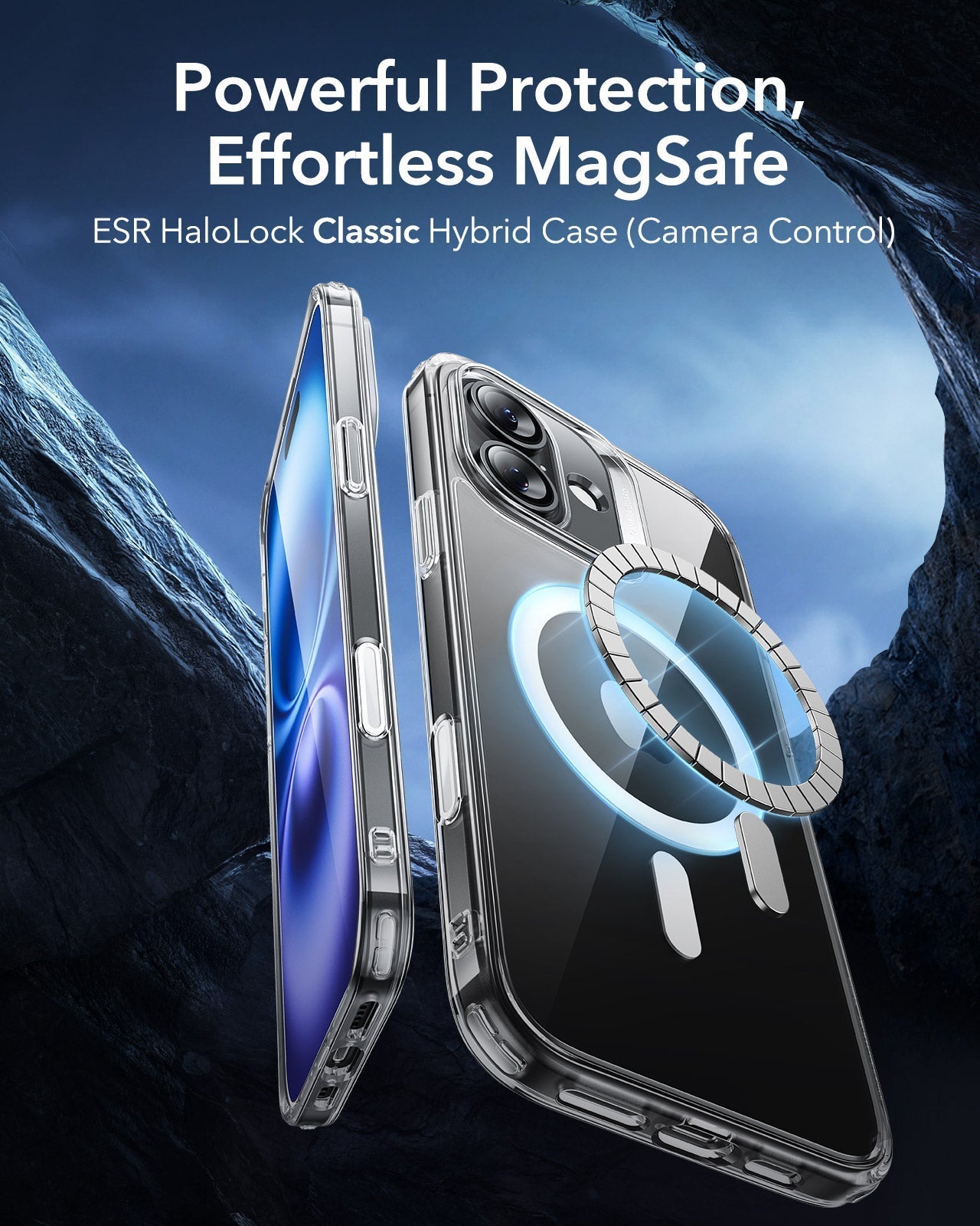 iPhone 16 Plus HaloLock Classic Hybrid Case (Camera Control) - Clear Black