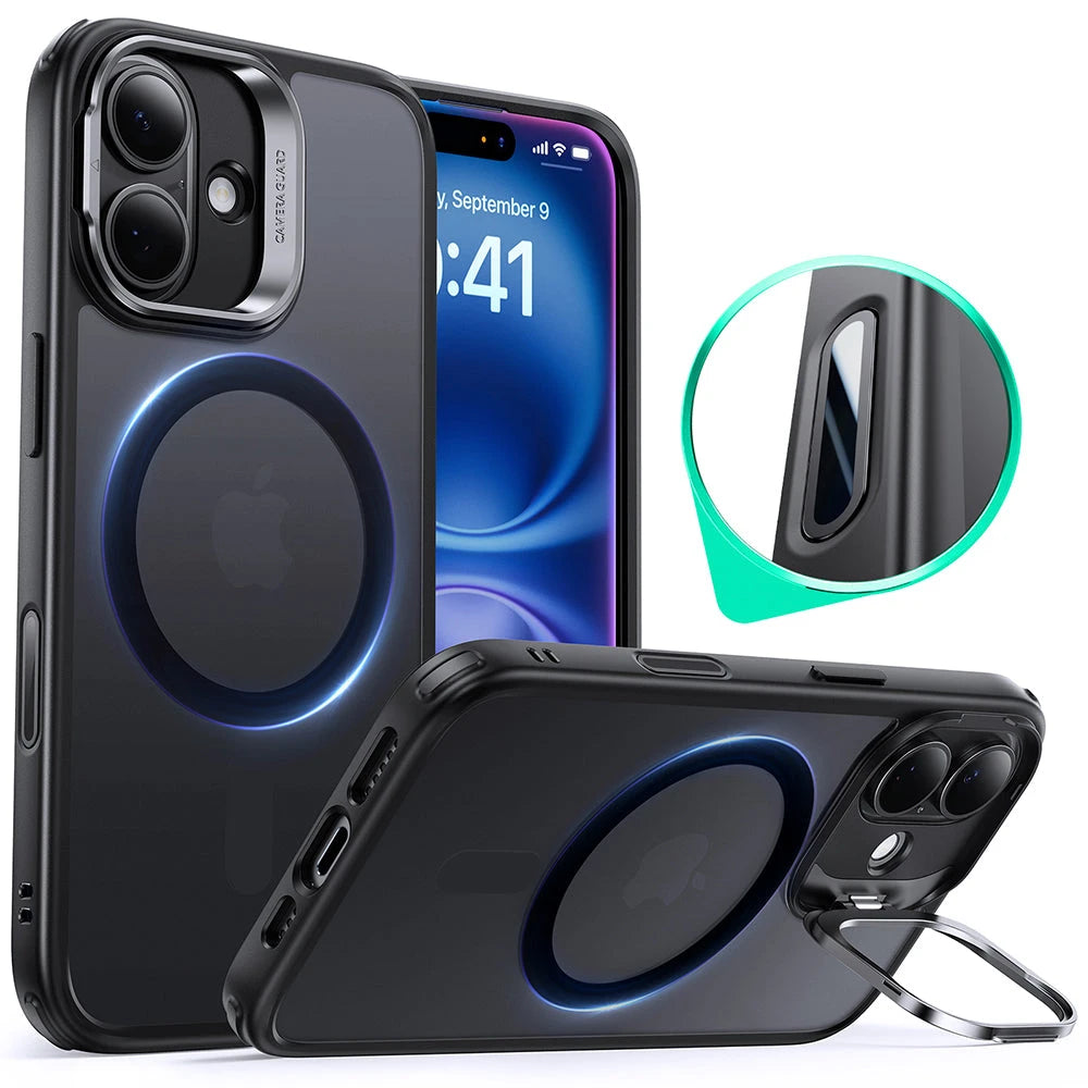 iPhone 16 Plus HaloLock Classic Hybrid Case (Camera Control, Stash Stand) - Frosted Black