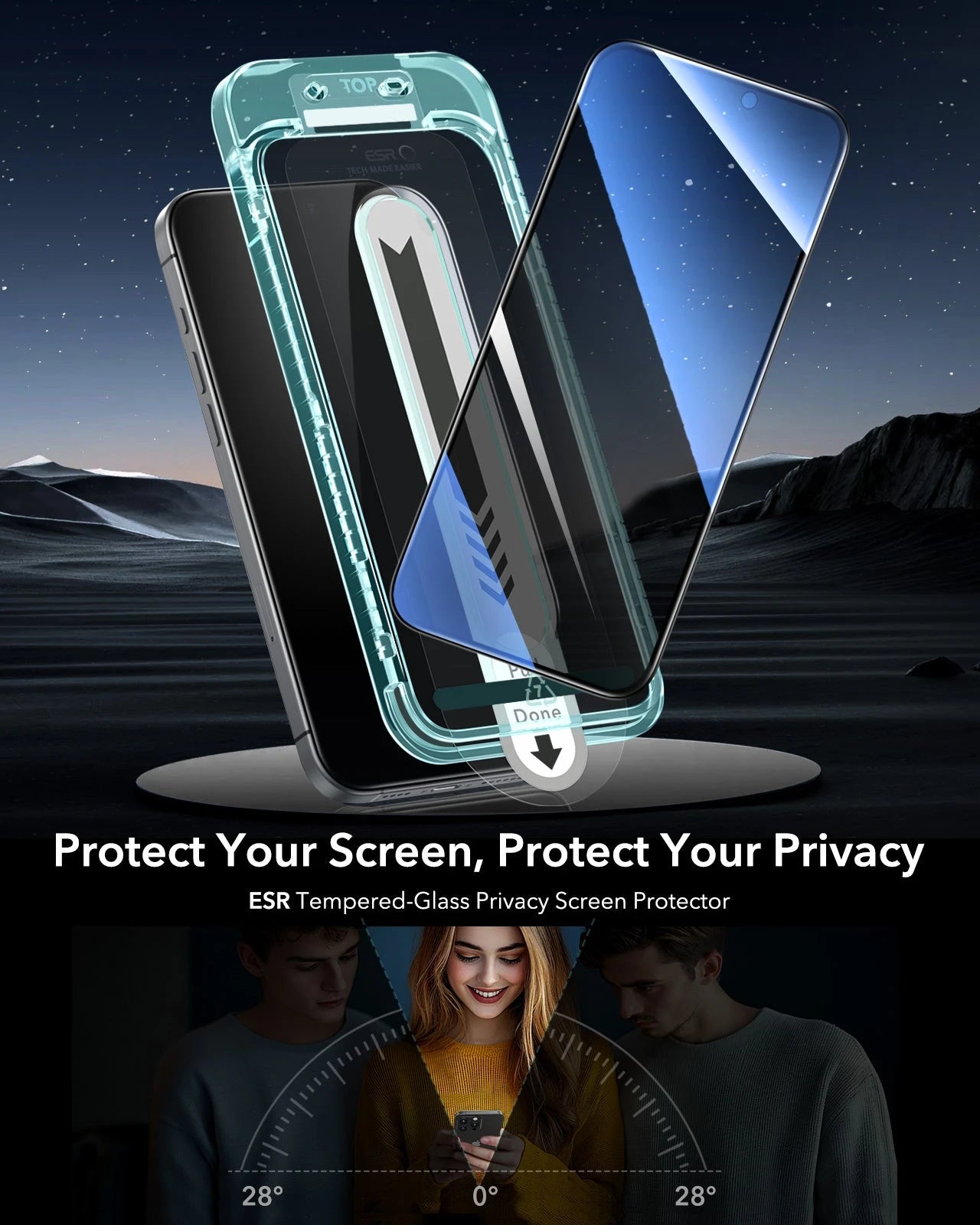 iPhone 16 Plus/15 Plus Tempered-Glass Privacy Screen Protector - 3 Pack with Flawless Fit tray