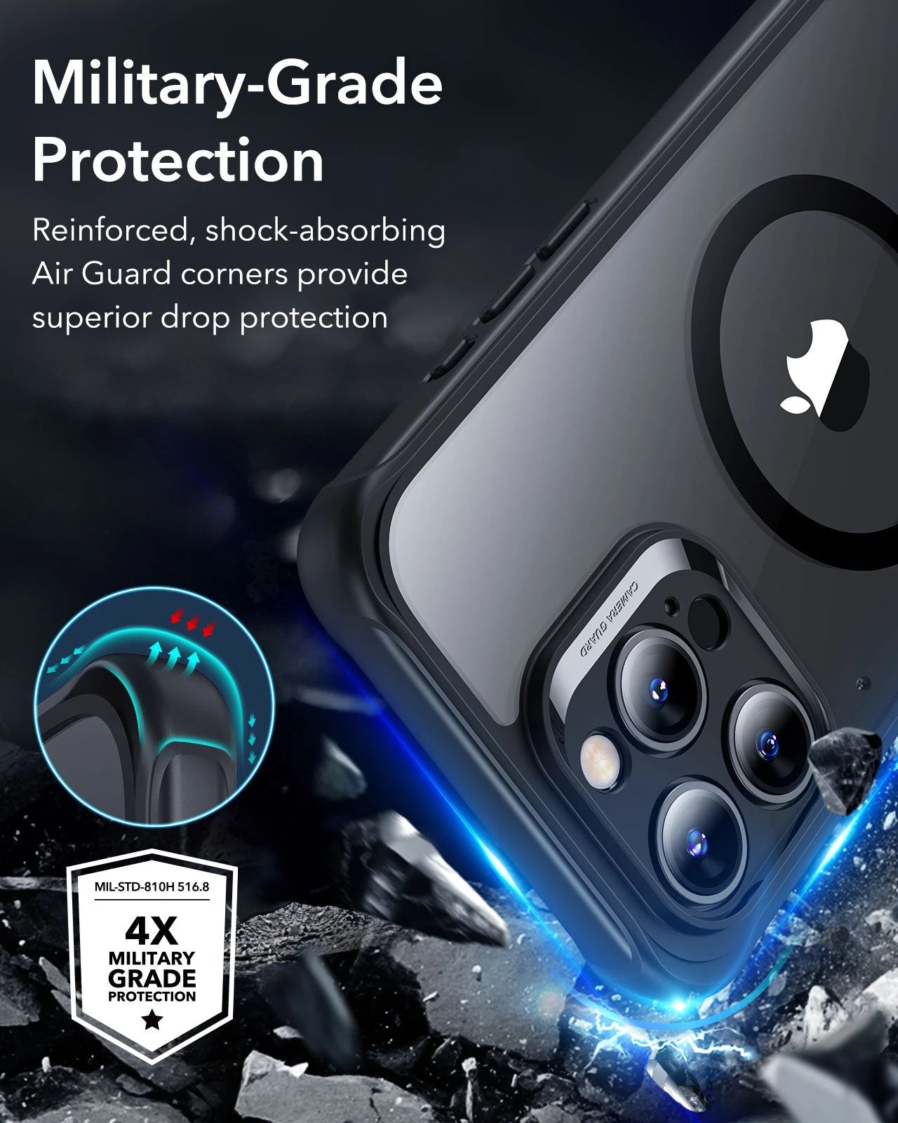 iPhone 16 Pro Armor Tough Case (HaloLock) - Clear Grey