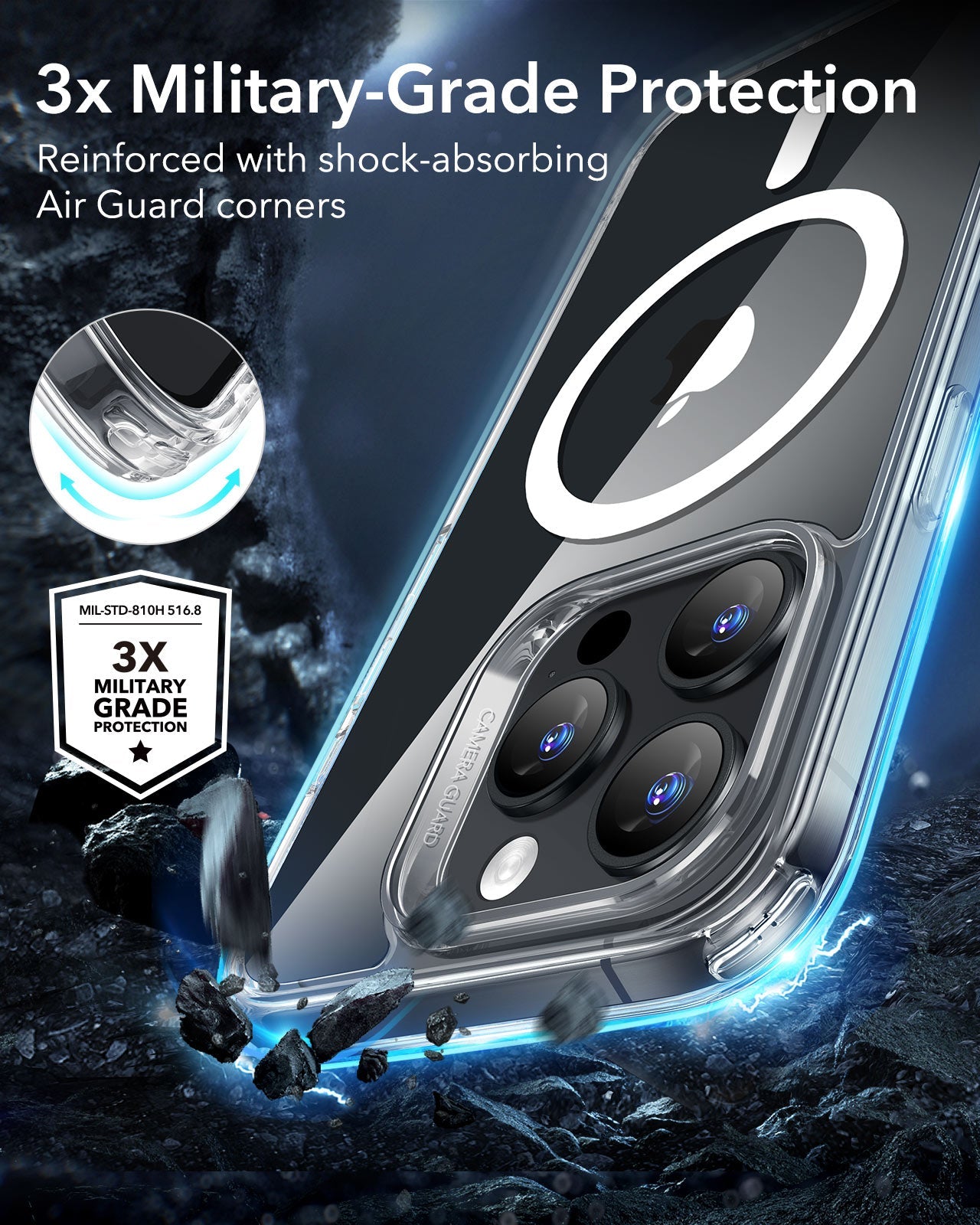 iPhone 16 Pro Classic Hybrid Case (HaloLock) - Frosted Clear