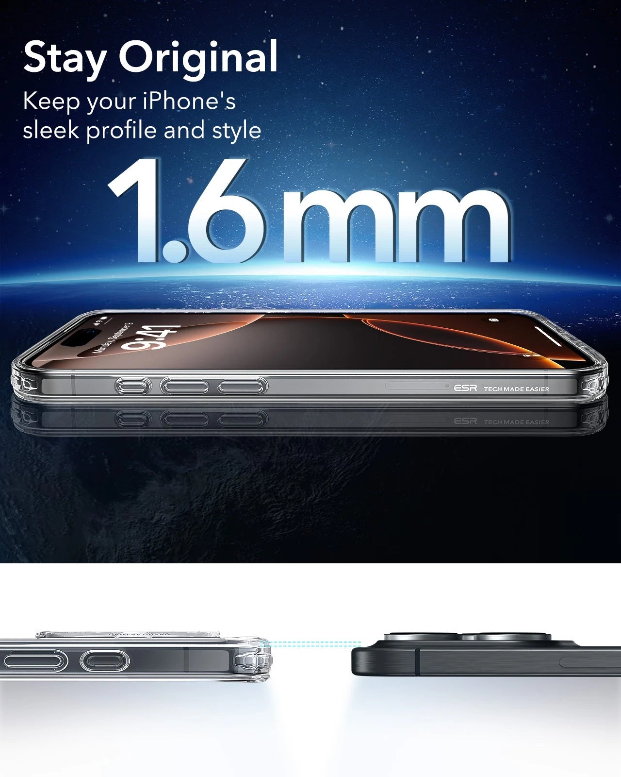 iPhone 16 Pro Classic Hybrid Case (HaloLock) - Frosted Clear