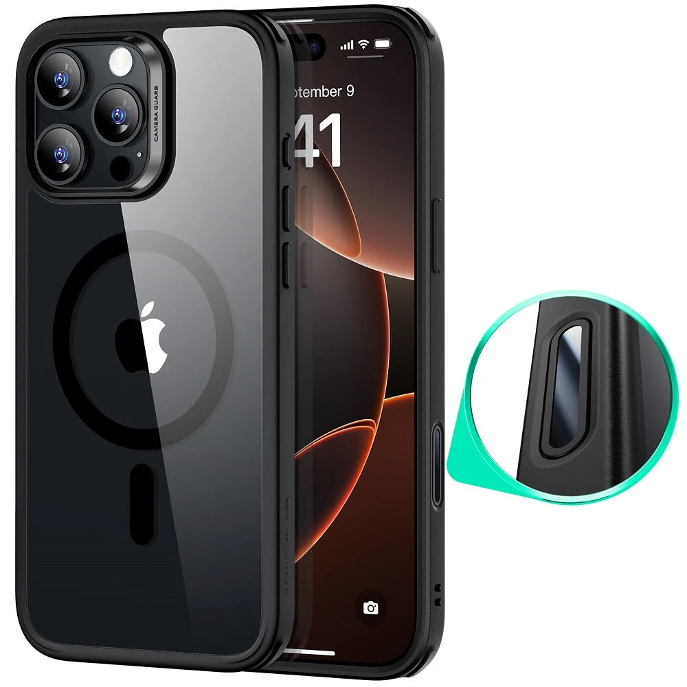 iPhone 16 Pro HaloLock Classic Hybrid Case (Camera Control) - Clear Black