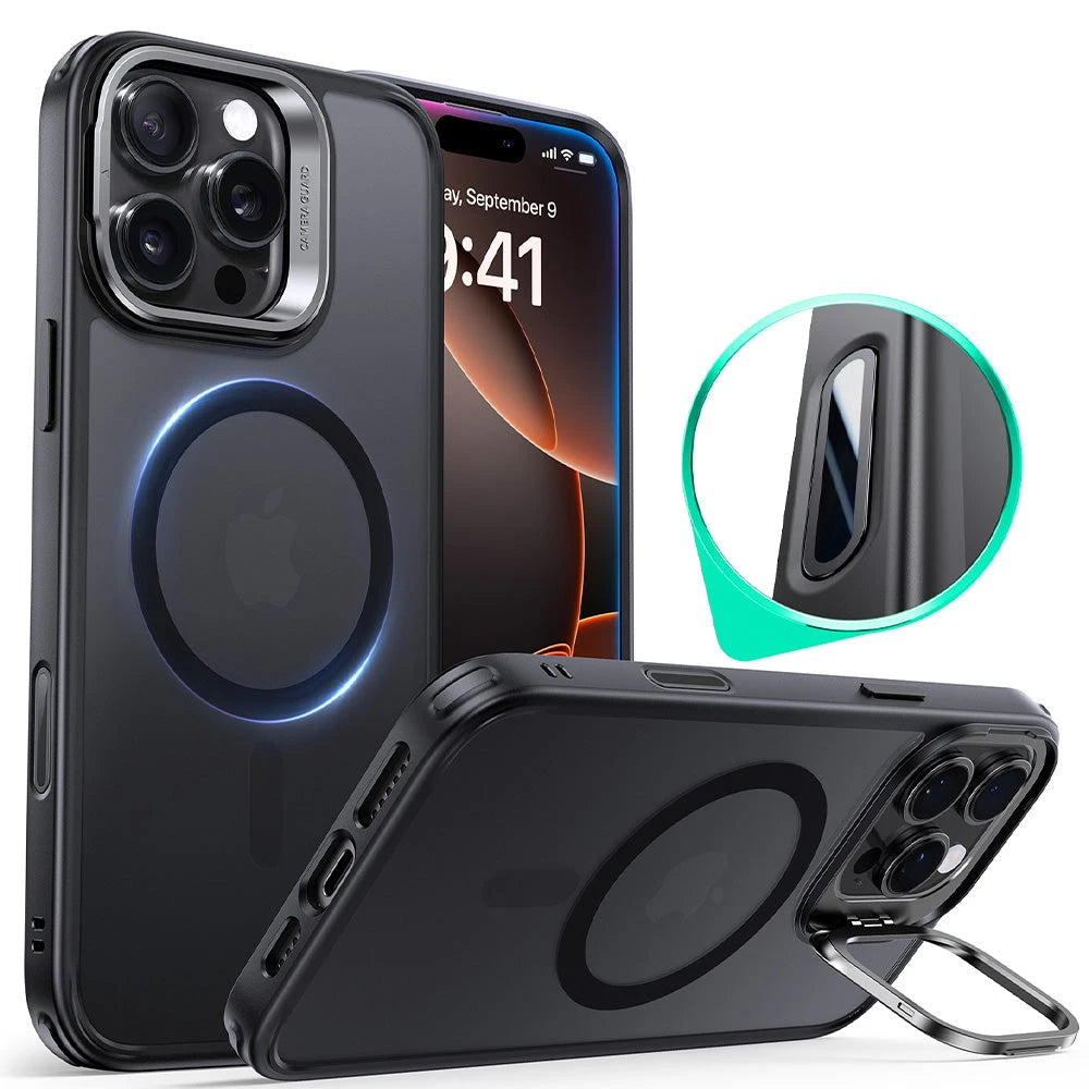iPhone 16 Pro HaloLock Classic Hybrid Case (Camera Control, Stash Stand) - Frosted Black