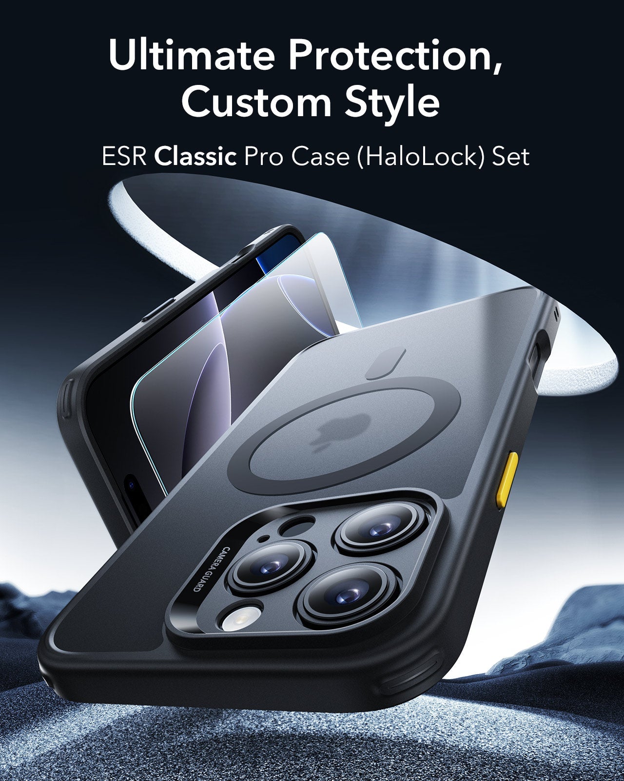 iPhone 16 Pro Max Classic Pro Case (HaloLock) Set - Frosted Black