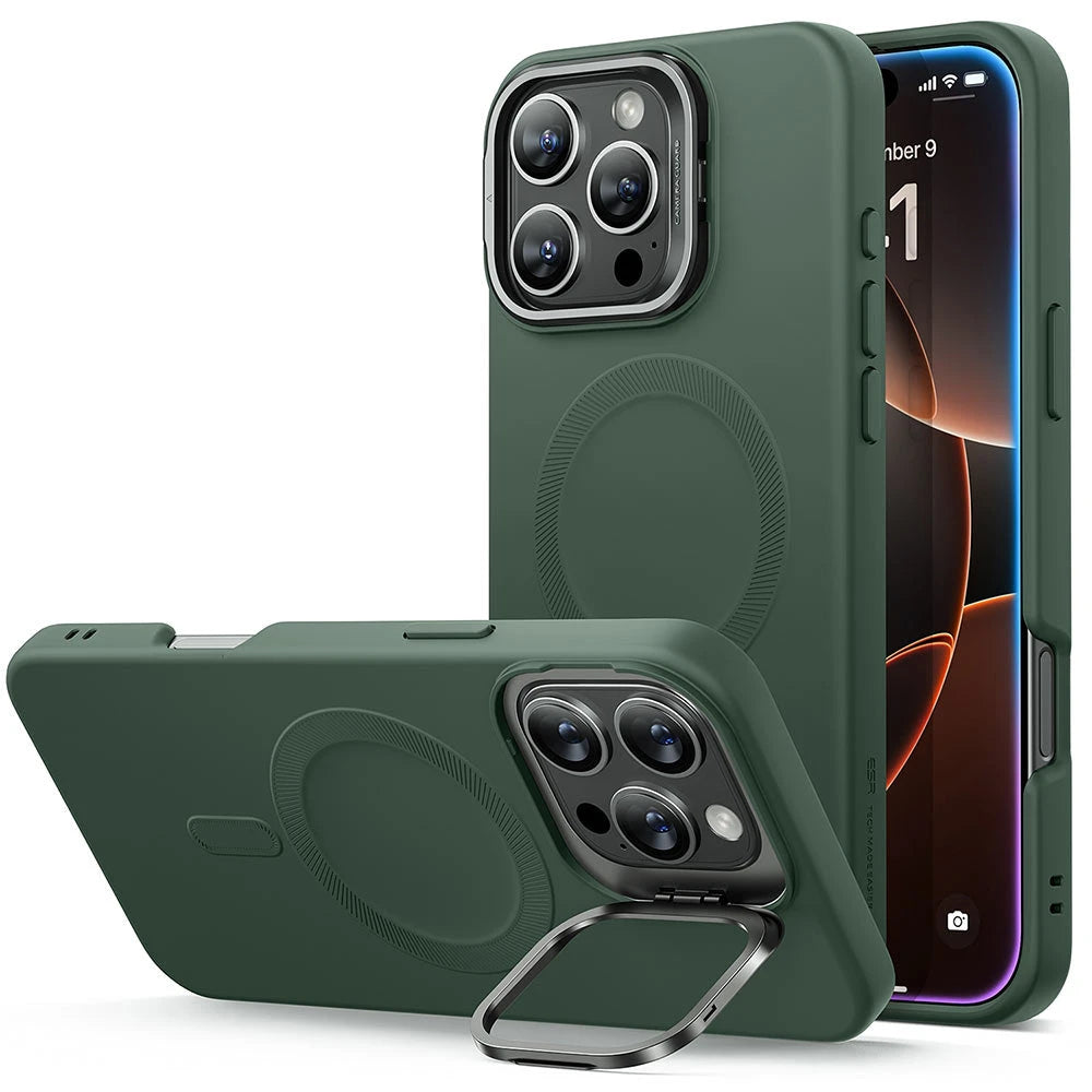 iPhone 16 Pro Max Cloud Soft Case with Stash Stand (HaloLock) - Green