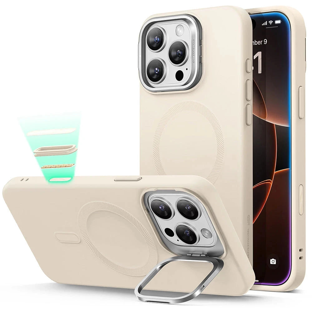 iPhone 16 Pro Max Cloud Soft Magnetic Case (Camera Control, Stash Stand) - Light Tan