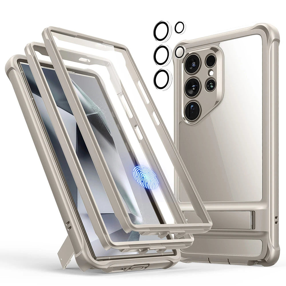 Galaxy S24 Ultra Armor Kickstand Case - Clear Grey