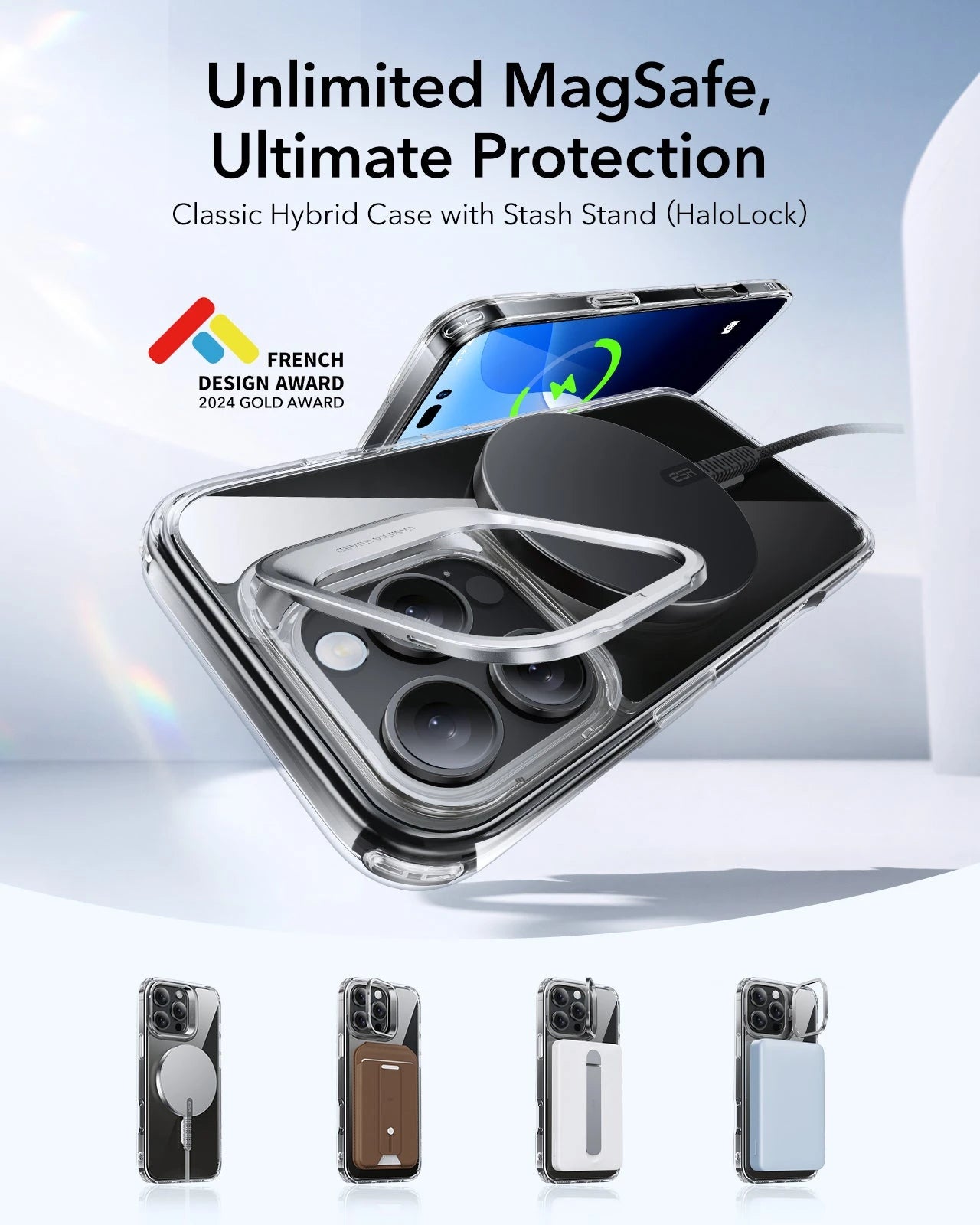 iPhone 16 Pro Wireless Charging Bundle - Clear Black