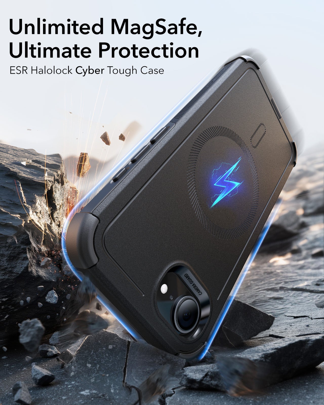 iPhone 16e HaloLock Cyber Tough Case - Black