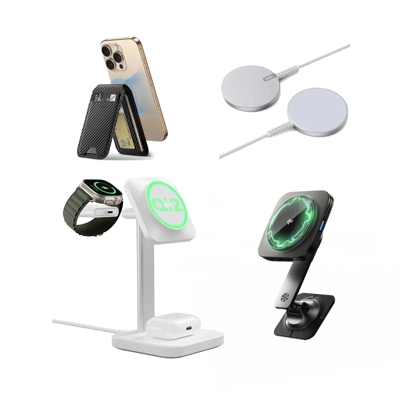 MagSafe Charging Bundle for Home, Car & Work with Magnetic Wallet - US Plug