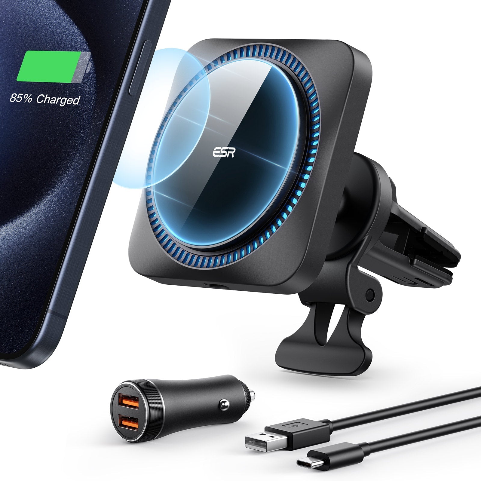 Wireless Car Charger with CryoBoost™ (HaloLock) - Wireless Charger