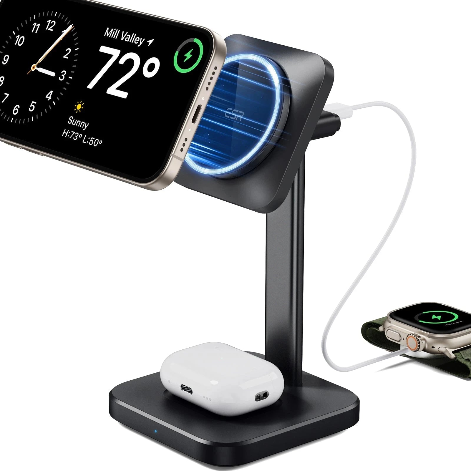 2-in-1 Watch Wireless Charging Set (HaloLock) - Black - AU PLUG