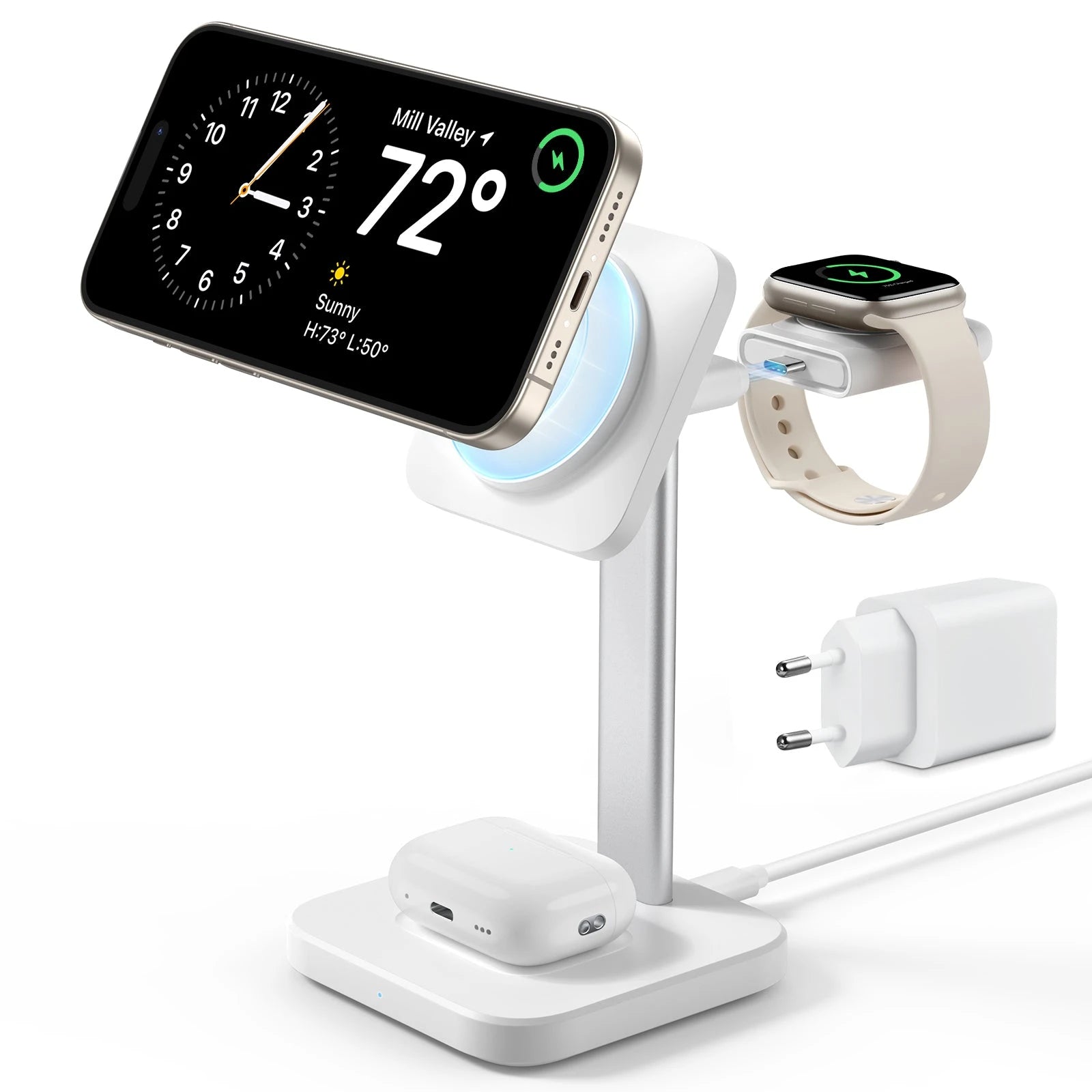3-in-1 Watch Wireless Charging Set (HaloLock) - Black - UK-Plug