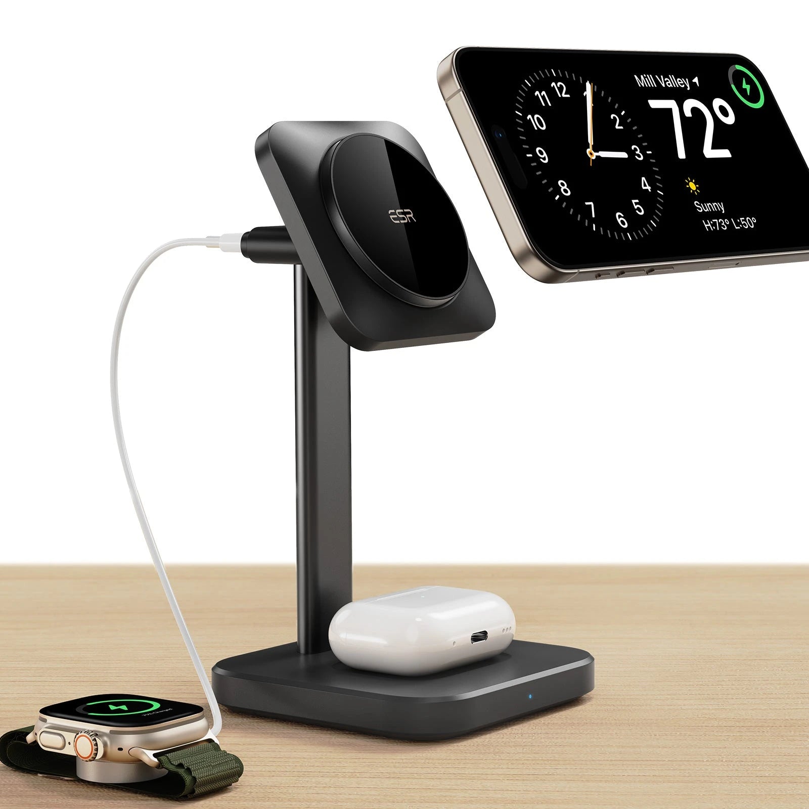 2-in-1 Watch Wireless Charging Set (HaloLock) - Black - US PLUG