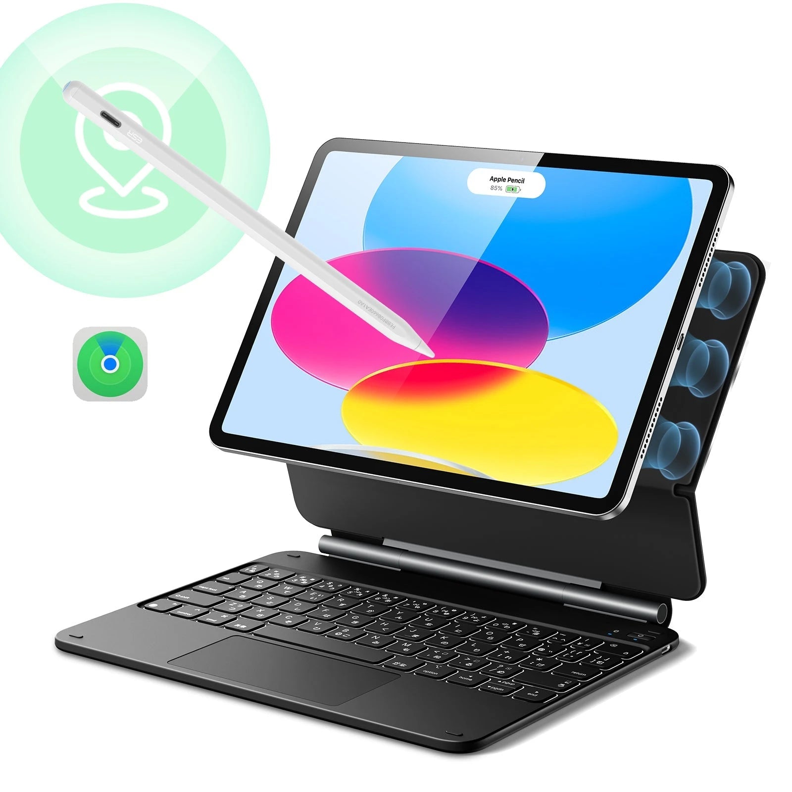 iPad 11th (A16,2025) Rebound Magnetic Keyboard Case and Pencil Bundle-US Layout-Black