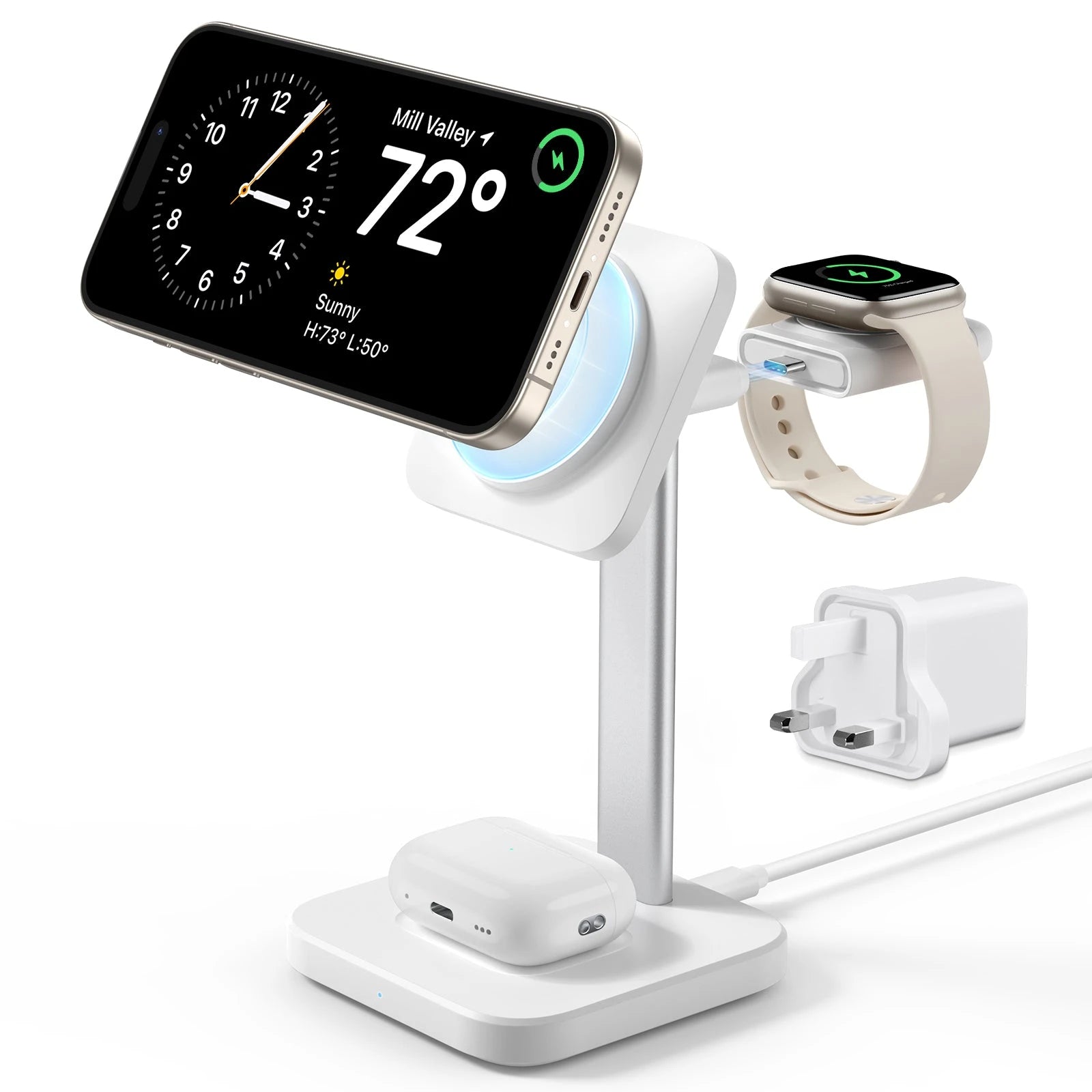 3-in-1 Watch Wireless Charging Set (HaloLock) - Black - US-Plug