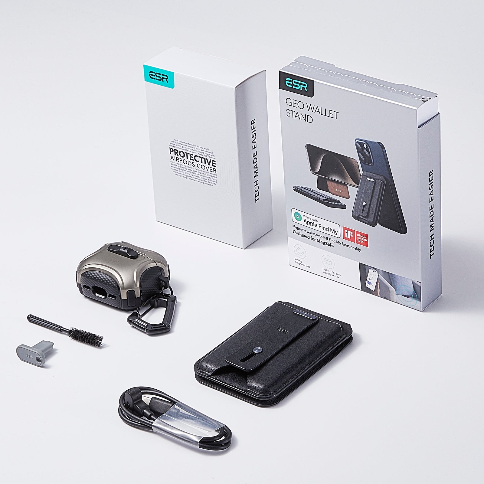 Cyber FlickLock Everyday-Carry Bundle for AirPods 4 - Silver