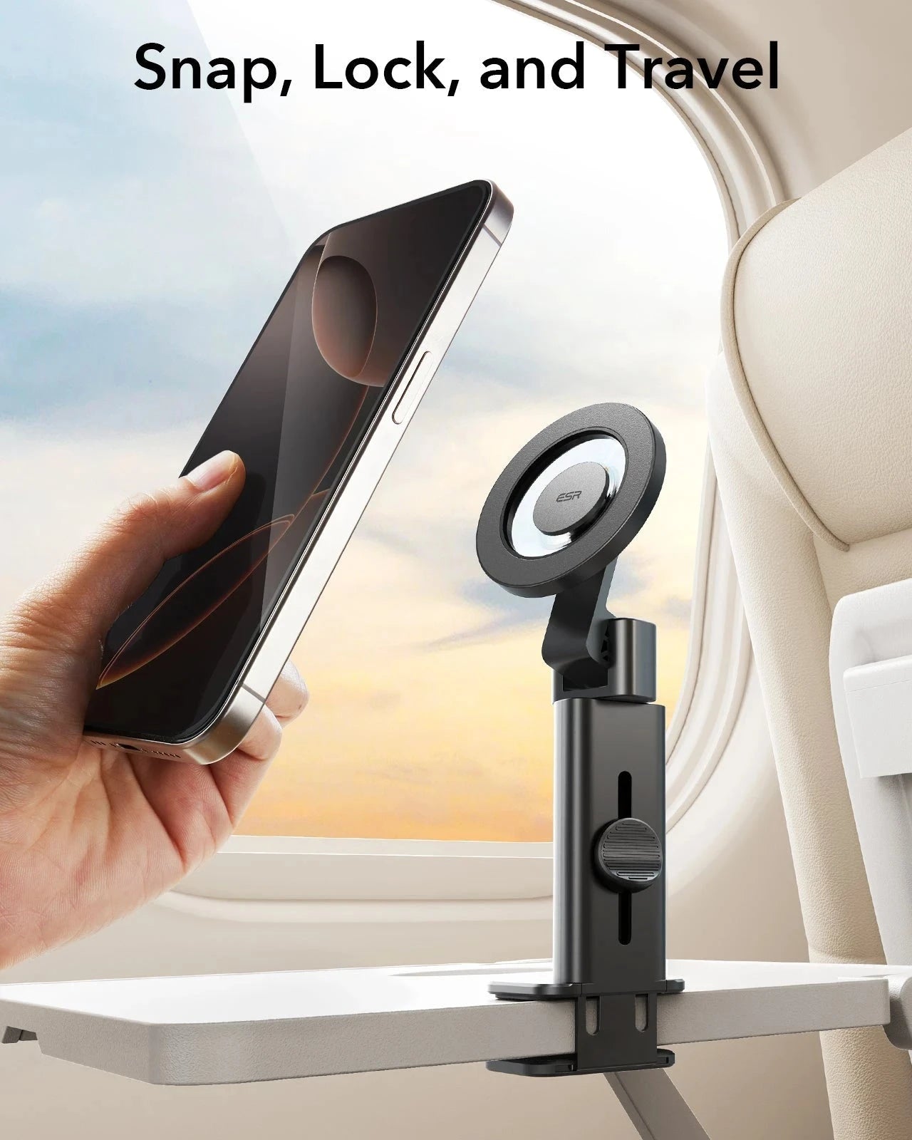 Airplane Phone Holder Mount (HaloLock) - Black - 2 Pack