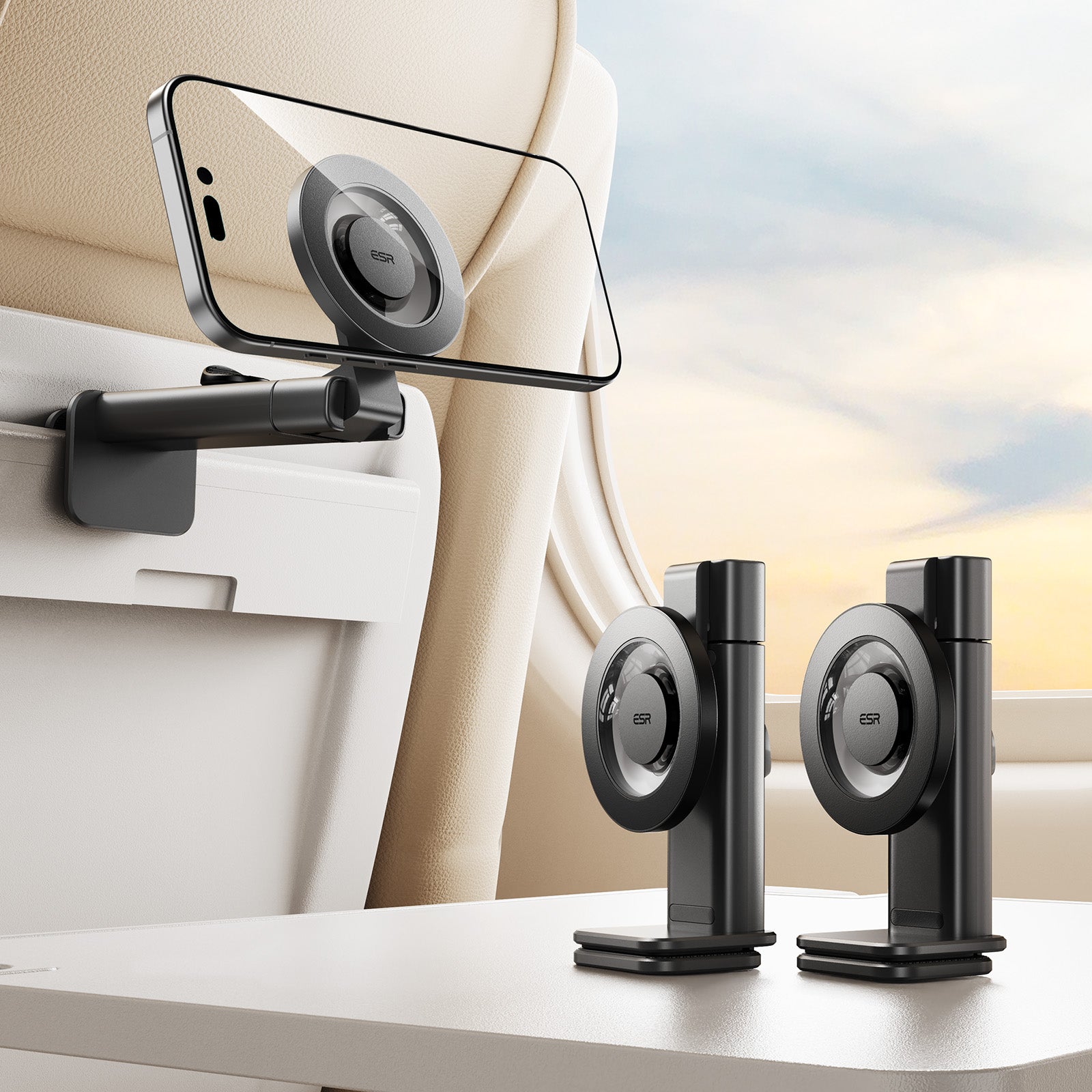 Airplane Phone Holder Mount (HaloLock) - Titanium