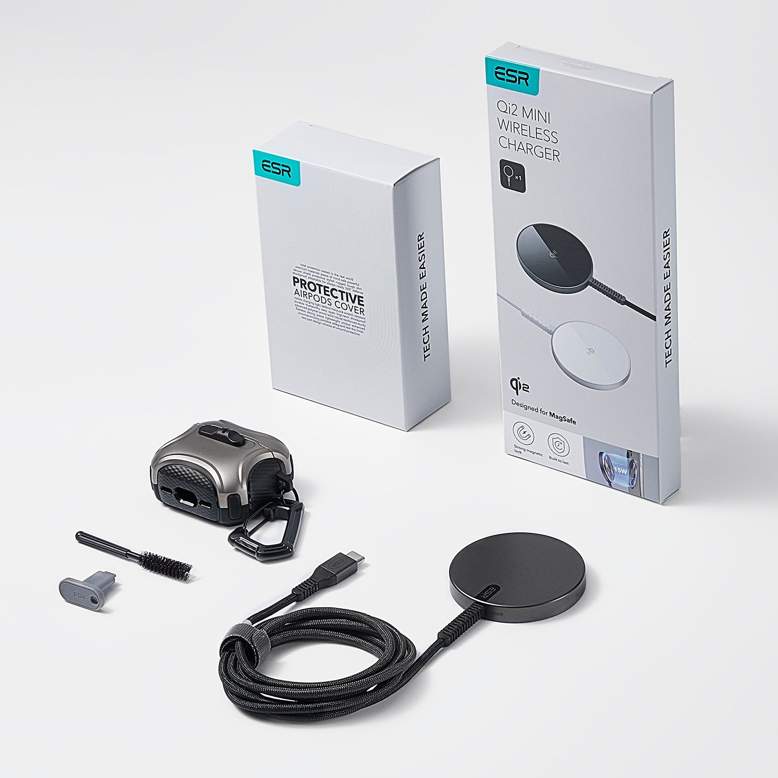 Cyber FlickLock Snap-and-Charge Bundle for AirPods 4 - Titanium