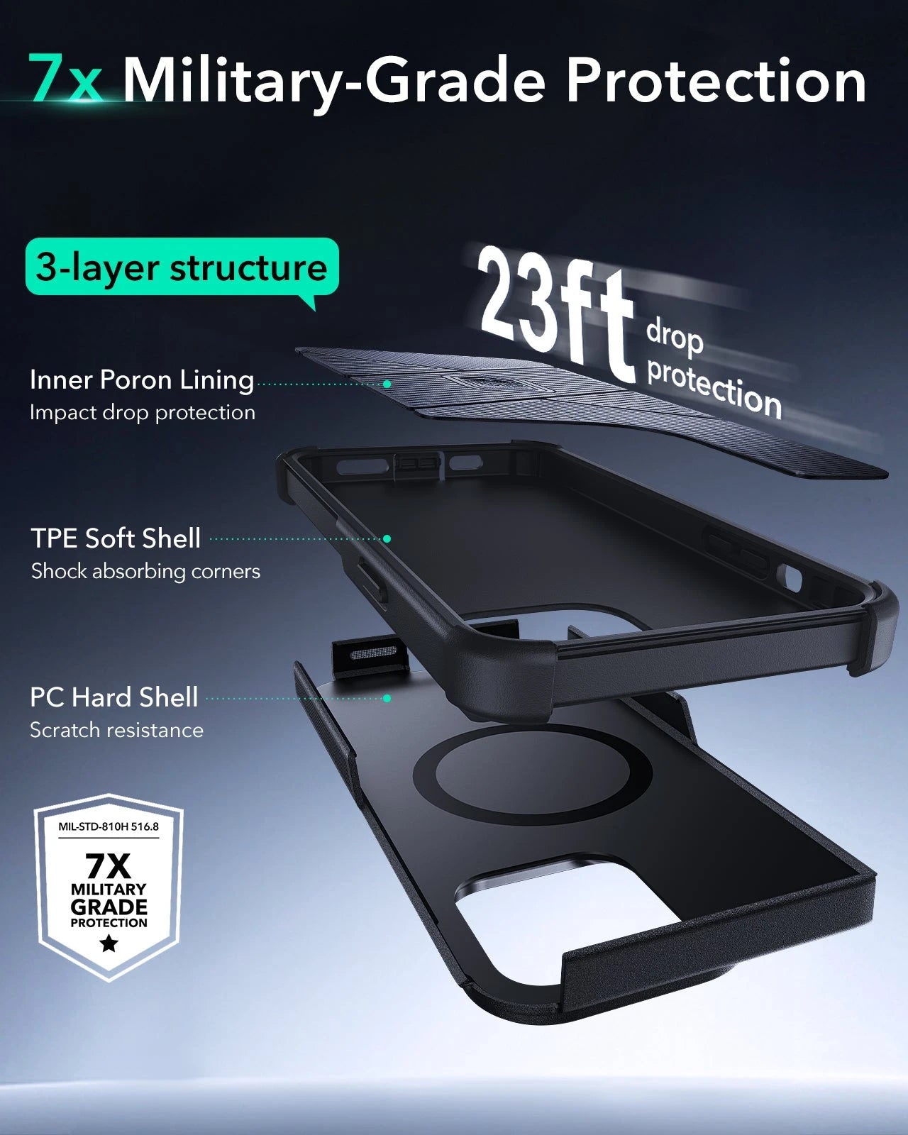 iPhone 13 Pro Max Cyber Tough Magnetic Case (Stash Stand) - Black