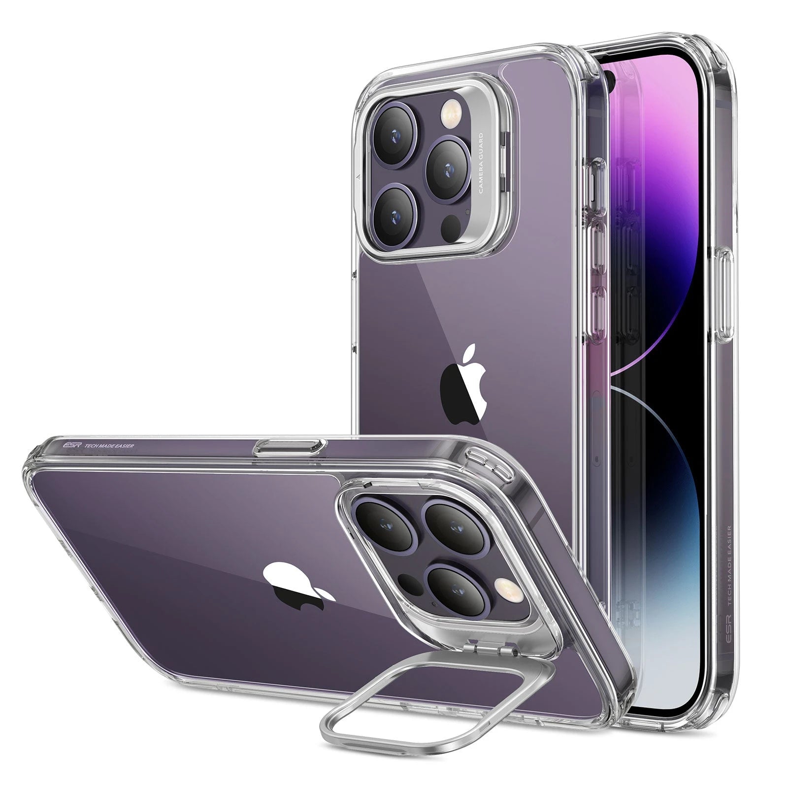 iPhone 14 Pro Classic Hybrid Case with Stash Stand - Clear